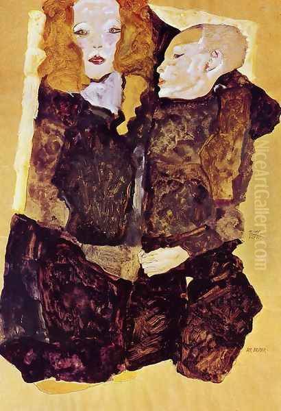 The Brother Oil Painting by Egon Schiele