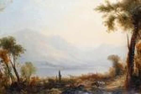 View Of An Italian Lake Oil Painting by James Baker Pyne