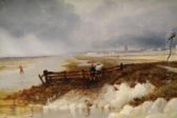 A Coastal Scene Near Hull Oil Painting by James Baker Pyne