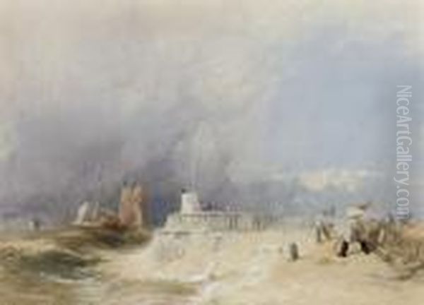 Fishermen On The Beach At Dover Oil Painting by James Baker Pyne