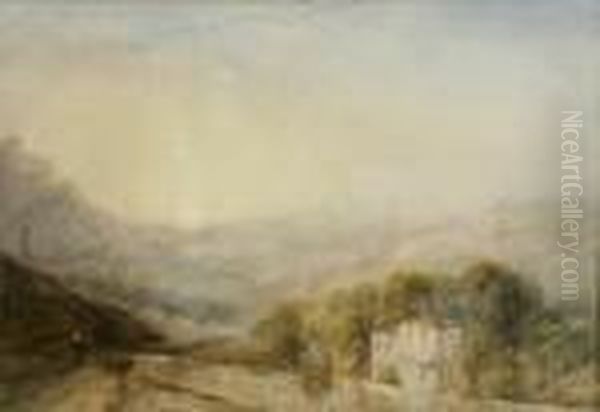 Italian Mountain Landscape Oil Painting by James Baker Pyne