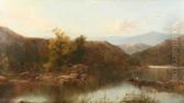 Fishermen On Lake Oil Painting by James Baker Pyne