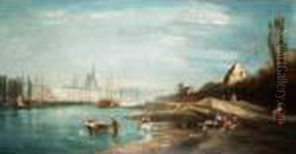 View Of The Seine Oil Painting by James Baker Pyne