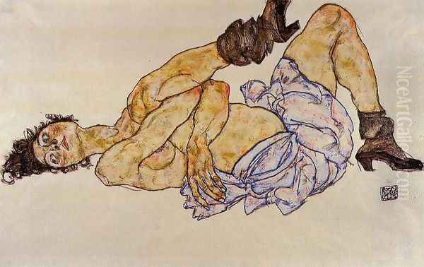 Reclining Female Nude2 Oil Painting by Egon Schiele