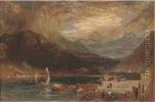 A Storm On Lake Como, Northern Italy Oil Painting by James Baker Pyne