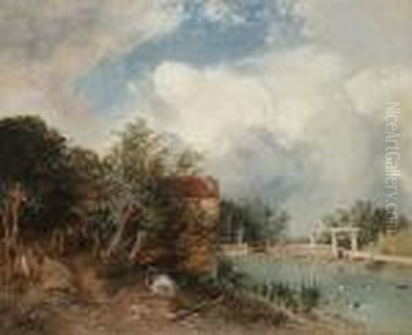 Paper Mill In Berkshire Oil Painting by James Baker Pyne