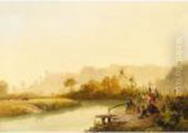 View Of Arundel Castle From The River Arun Oil Painting by James Baker Pyne