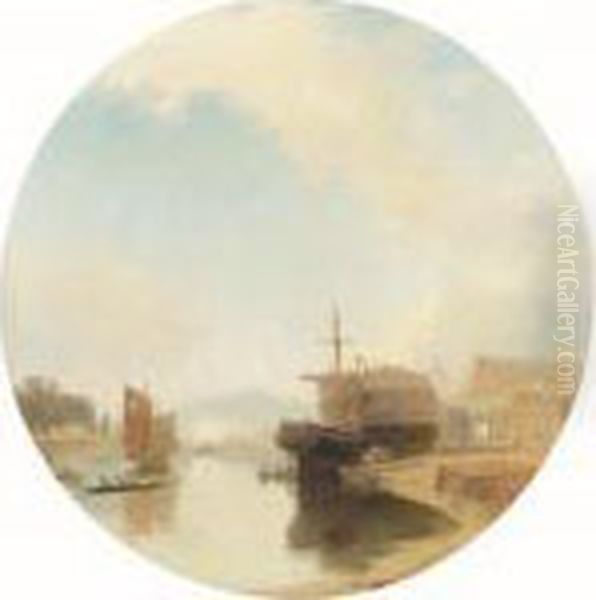 The Floating Harbour At Bristol With Ashton Hill And The Crescents Oil Painting by James Baker Pyne