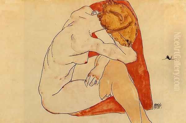 Seated Woman Oil Painting by Egon Schiele