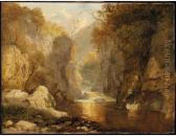 The Fairy Glen, Betswy Coed Oil Painting by James Baker Pyne