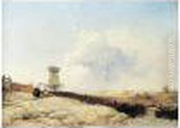 View Of Sandwich With A Mill Oil Painting by James Baker Pyne