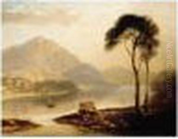 Cattle Grazing By A Loch Oil Painting by James Baker Pyne