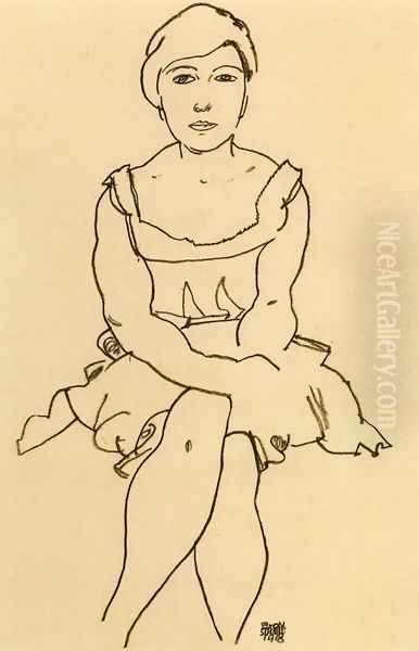 Sitting Woman Oil Painting by Egon Schiele