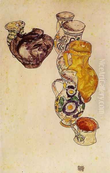 Peasants Jug Oil Painting by Egon Schiele