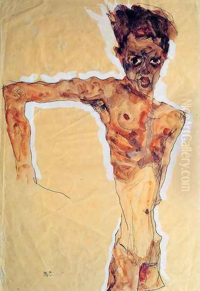 Self Portrait3 Oil Painting by Egon Schiele