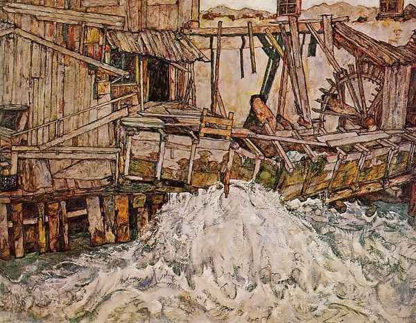 The Mill Oil Painting by Egon Schiele