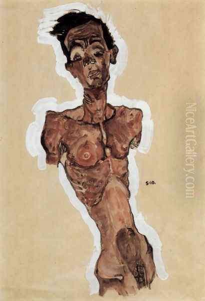 Nude, Self-portrait 2 Oil Painting by Egon Schiele