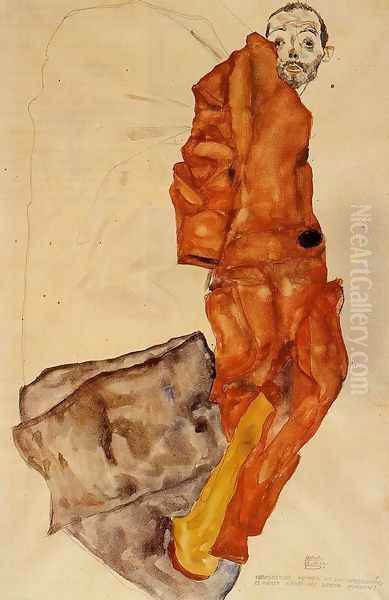 Hindering The Artist Is A Crime It Is Murdering Life In The Bud Oil Painting by Egon Schiele