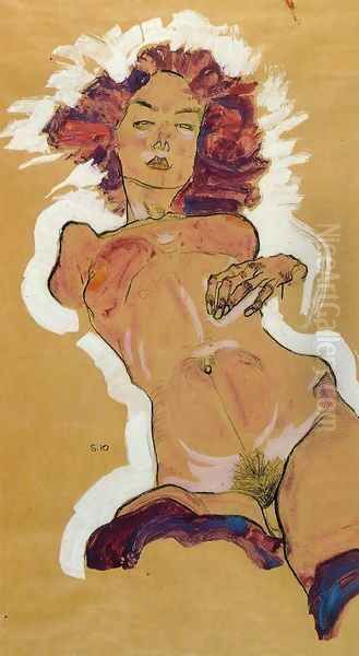 Female Nude 2 Oil Painting by Egon Schiele