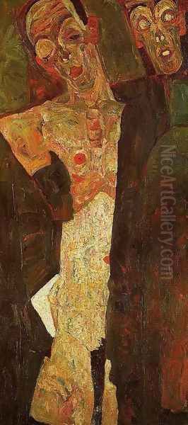 Prophets Aka Double Self Portrait Oil Painting by Egon Schiele