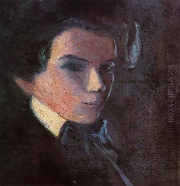 Self Portrait, Facing Right Oil Painting by Egon Schiele