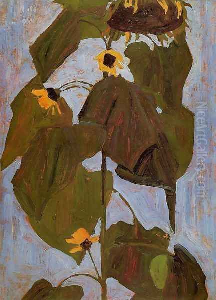 Sunflower I Oil Painting by Egon Schiele