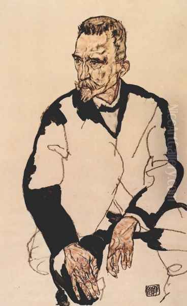 Portrait of Heinrich Benesch Oil Painting by Egon Schiele