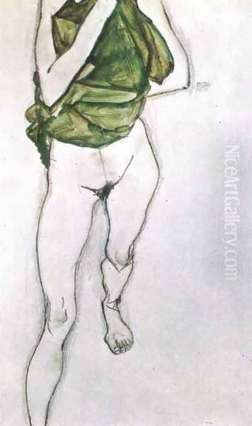 Woman in the green blouse 1913 Oil Painting by Egon Schiele