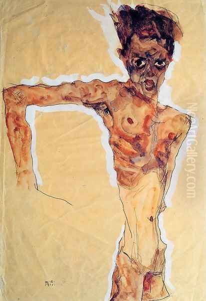 Self Portrait 4 Oil Painting by Egon Schiele