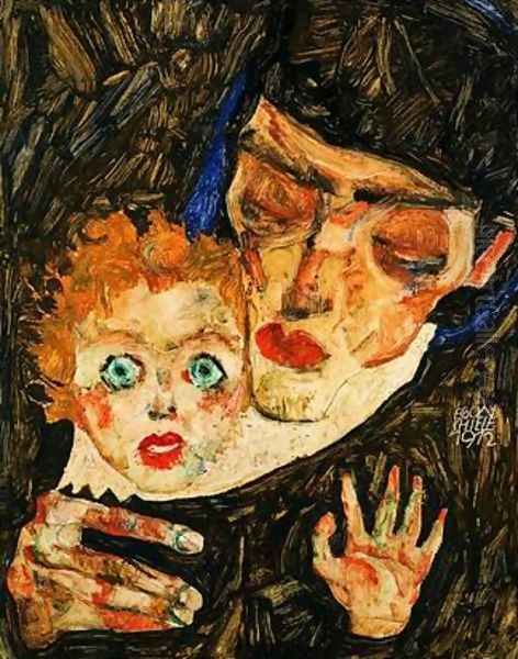 Mother and son Oil Painting by Egon Schiele