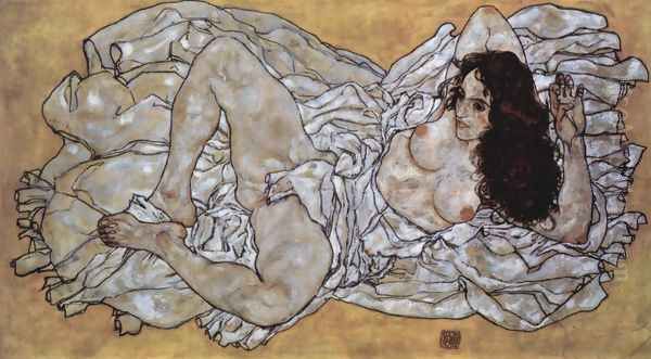 Lying woman Oil Painting by Egon Schiele