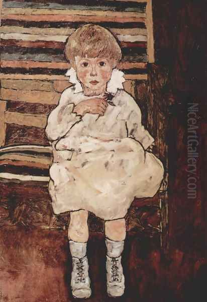 Sitting child Oil Painting by Egon Schiele