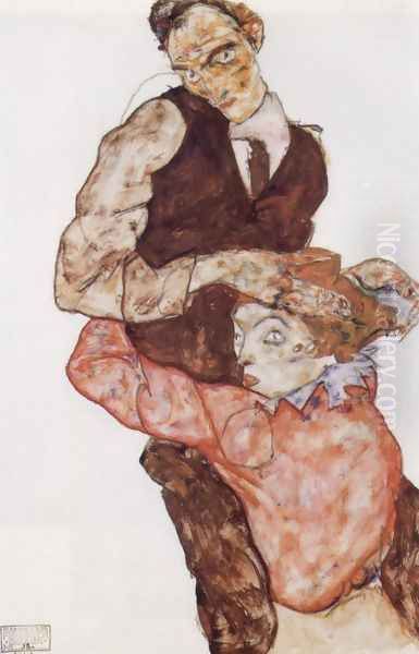 Courting couple 2 Oil Painting by Egon Schiele