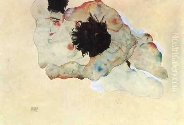 Study of a couple 1912 Oil Painting by Egon Schiele