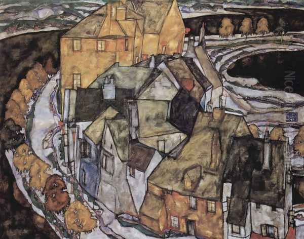 The House-Bend, or Island City (literally, the house-elbow) by Egon Schiele