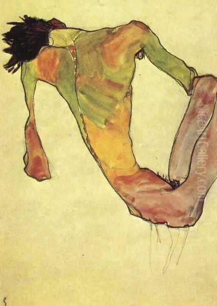 Male trunk on 1911 Oil Painting by Egon Schiele