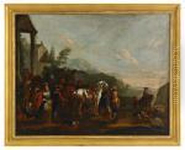 Falkjakt Oil Painting by August Querfurt