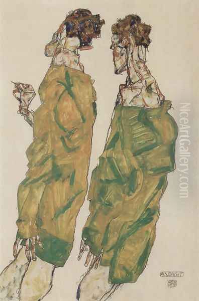 Devotion Oil Painting by Egon Schiele