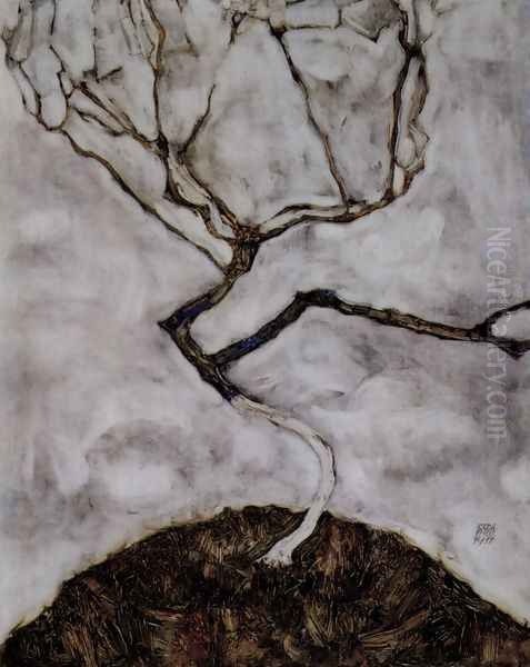 Small tree in late autumn Oil Painting by Egon Schiele