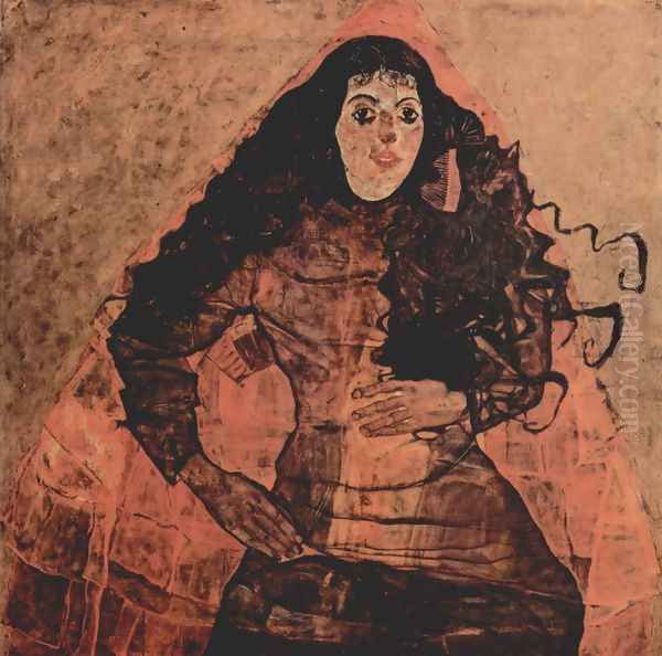 Portrait of Trude Engel Oil Painting by Egon Schiele