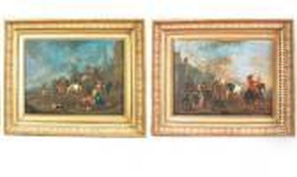 Scenes De Cavalerie Oil Painting by August Querfurt