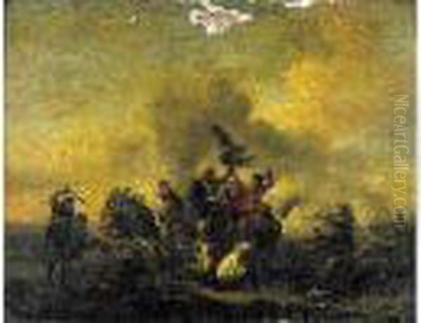 Choc De Cavalerie Oil Painting by August Querfurt