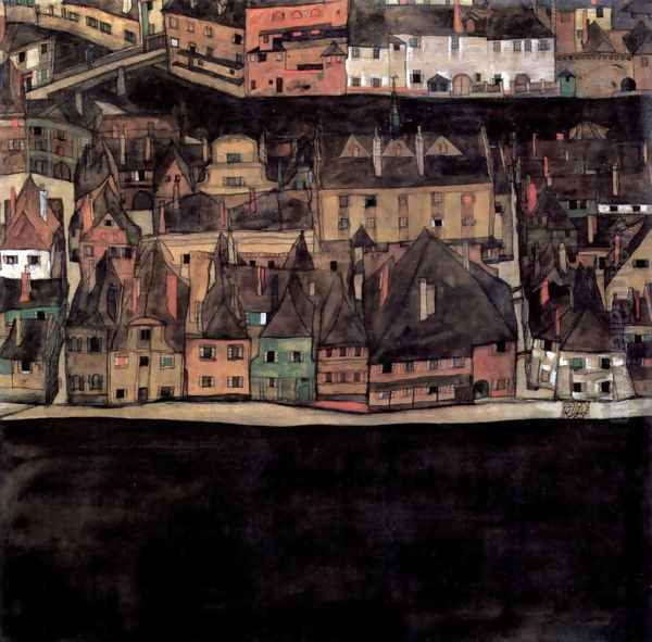 The Town (Cesk ý Krumlov) Oil Painting by Egon Schiele