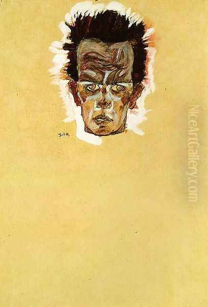 Head of a man Oil Painting by Egon Schiele