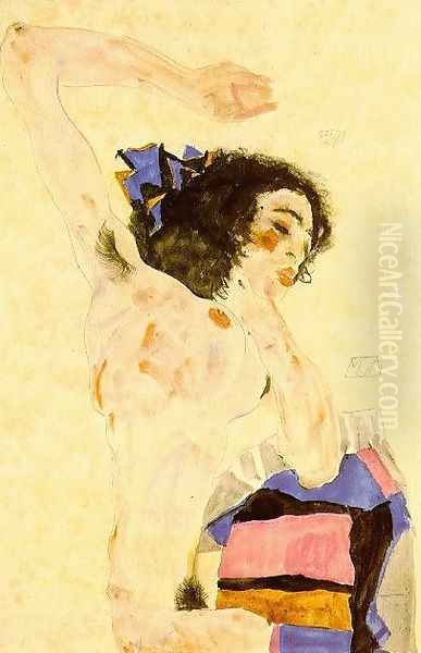 Seated model Oil Painting by Egon Schiele