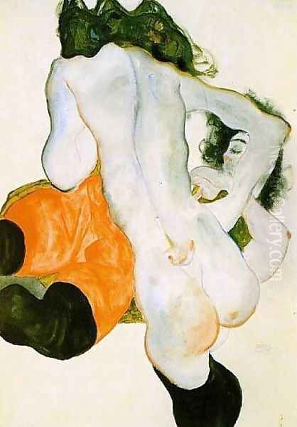 Two Women 2 Oil Painting by Egon Schiele