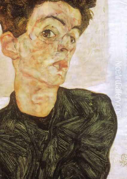 Self portrait 1912 Oil Painting by Egon Schiele