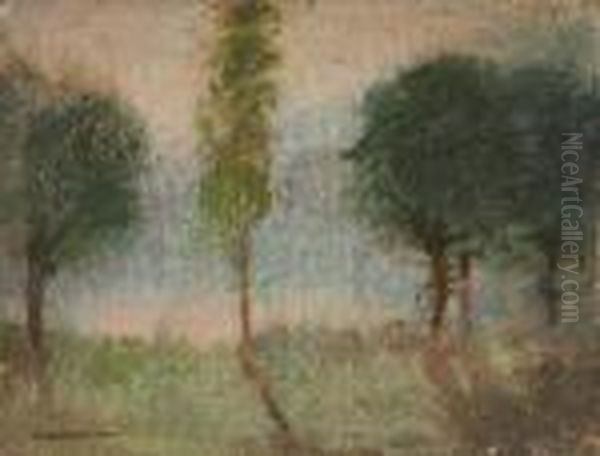 Les Arbres Au Crepuscule Oil Painting by Ernest Quost