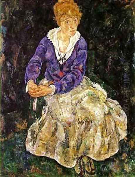 Portrait of the Artist Wife Seated 1918 Oil Painting by Egon Schiele