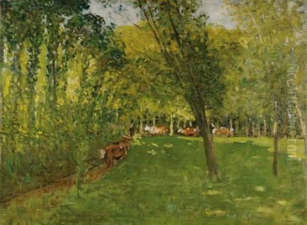 Les Vaches Au Paturage Oil Painting by Ernest Quost